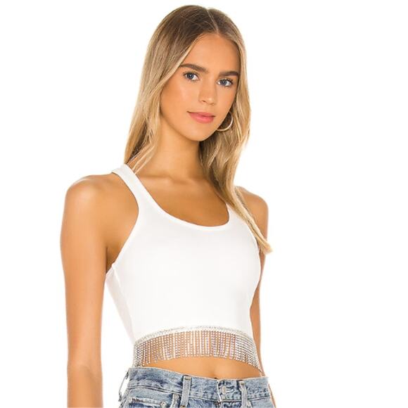 superdown Madison Rhinestone Tank in White NWT Size XS - Picture 2 of 3